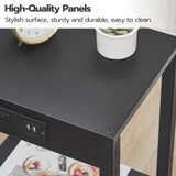 HOOBRO Side Table with Charging Station, Set of 2 End Tables with USB Ports and Outlet, Nightstand with 2-Tier Storage Shelf, for Living Room, Bedroom, Small Space, Black BK91UBZP201 HOOBRO
