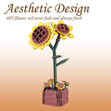 Stay Fun 3D Wooden Puzzle Flower, Artificial Wildflower Building Set for Adult, Model Botanical Collection Gift for Valentine's Day/Mother's Day/Birthday/Christmas, DIY Flower Toy Set (Sunflower) Stay Fun