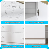 OTUTUMUS 4 Drawer Dresser for Bedroom with Charging Station & LED Light, Wood Tall Dresser with Storage Cabinet, Chest of Drawers with Open Compartments for Living Room, Closet, Hallway (White) OTUTUMUS