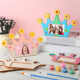 Blueweenly 12 Pcs DIY Picture Frame Painting Craft Kits for Kids Wooden Crown Princess Party Favors Paint and DIY Your Own Frame with 88 Cell Rhinestone Stickers 12 Color Paint for Girls Birthday Blueweenly