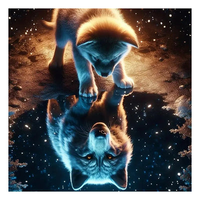 SJUTOUCI Dog and Wolf Diamond Painting Kits for Adults, Diamond Art Kits for Beginners, 5D Round Diamond Dots Gem Art Craft for Home Wall Decor 12x12 inch, Animals