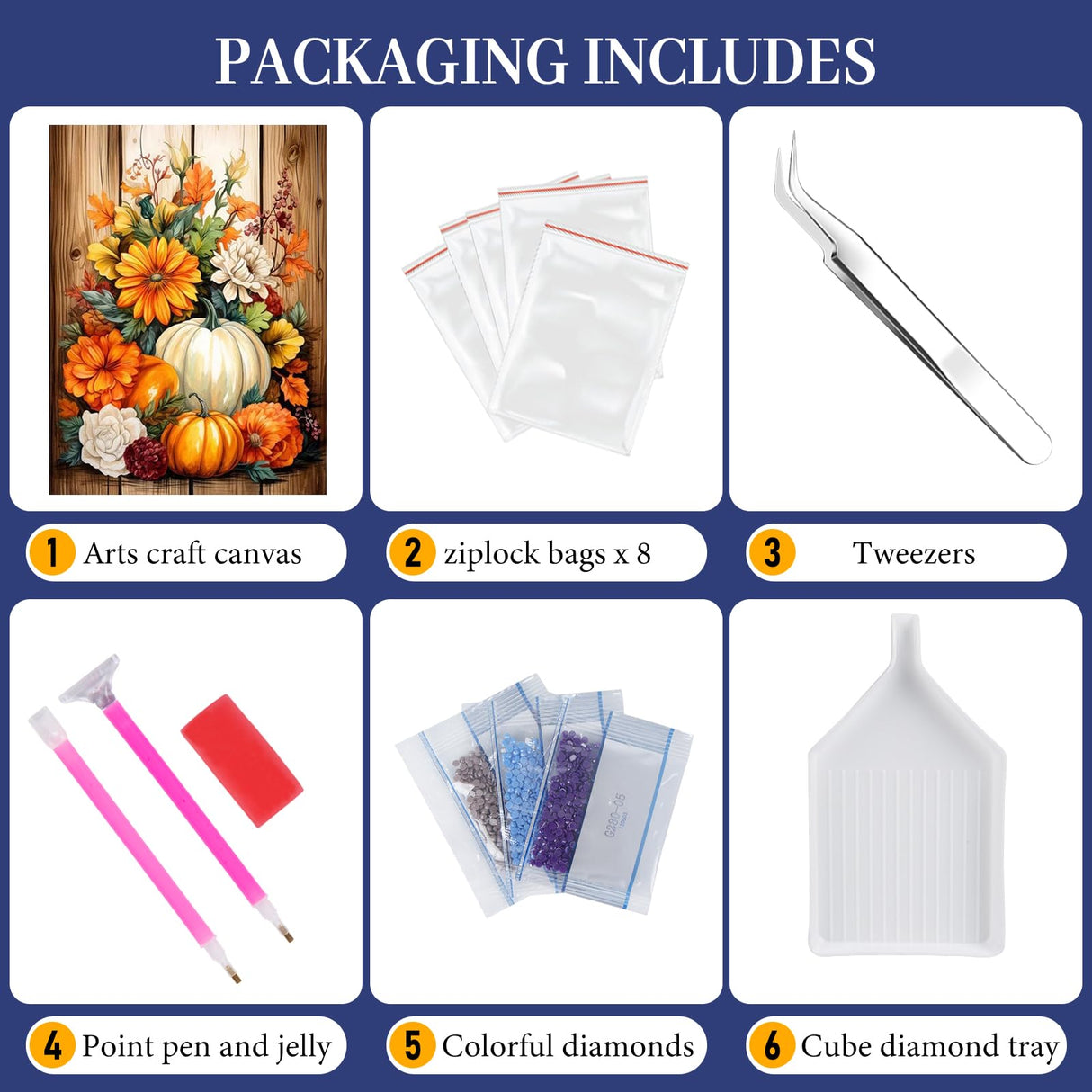 Pumpkin Diamond Art Kits for Adults, Fall Diamond Painting Kits for Adults Beginners, DIY 5D Diamond Painting with Round Gem Art Kits for Gift Home Wall Decor 12x16 Inch Fountor