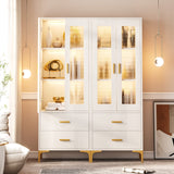 Tribesigns White Bookcase with LED Light and Drawers - Versatile Tall Storage Cabinet Tribesigns