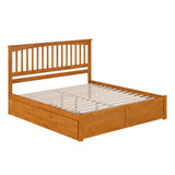 AFI Mission King Solid Wood Platform Bed with Footboard & Twin XL Trundle in Light Toffee AFI
