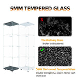 Beauty4U Glass Display Cabinet with 4 Shelves, Curio Cabinets for Living Room, Bedroom, Office, White Floor Standing Glass Bookshelf, Quick Installation Beauty4U