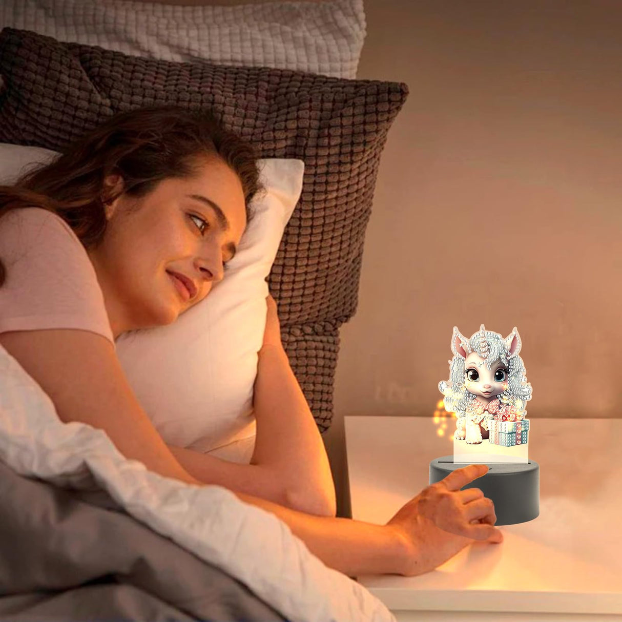 TDFERAN Diamond Painting Led Lights 5D DIY Unicorn Diamond Art Kits for Adults Lamp Diamond Art Room Lights Diamond Painting Kits Led Lights for Bedroom Gem Art Night Light for Room Decor TDFERAN