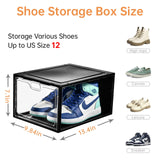 INSTY 12 Pack Large Shoe Storage Box, Clear Shoe Storage Organizer with Magnetic Door, Stackable,Shoe Containers For Display Sneakers, Easy Assembly, Fit up to US Size 12, Transparent INSTY