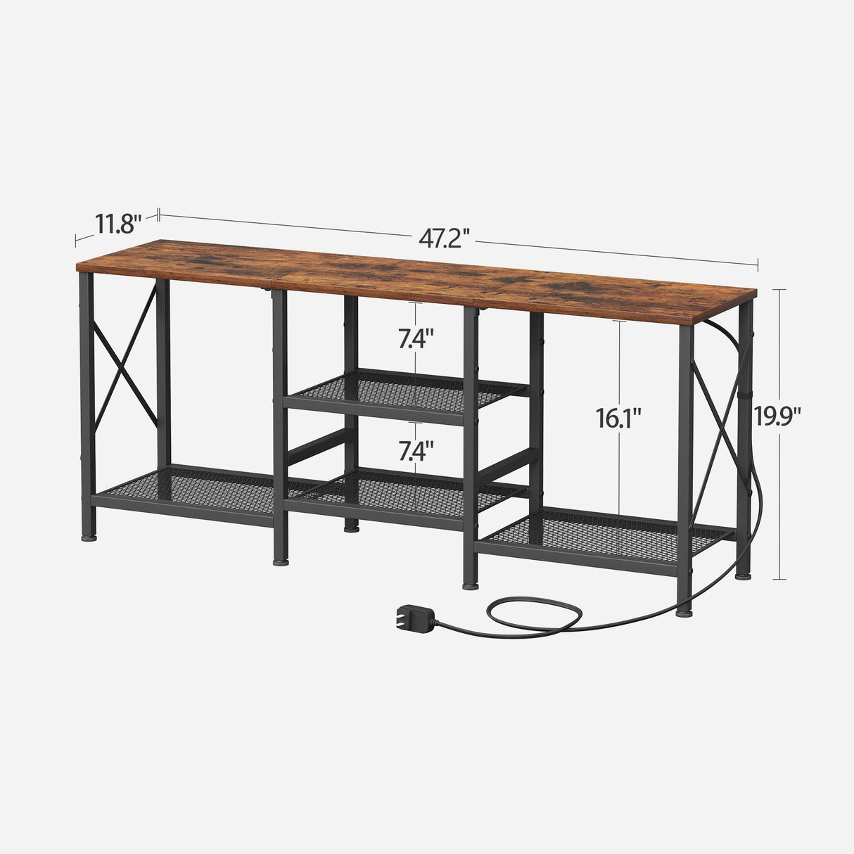 JARHETUN TV Stand with LED Lights for 55 Inch TV, Entertainment Center with 3-Tier Open Shelves, TV Console Table for Living Room, Bedroom, Rustic Brown JARHETUN