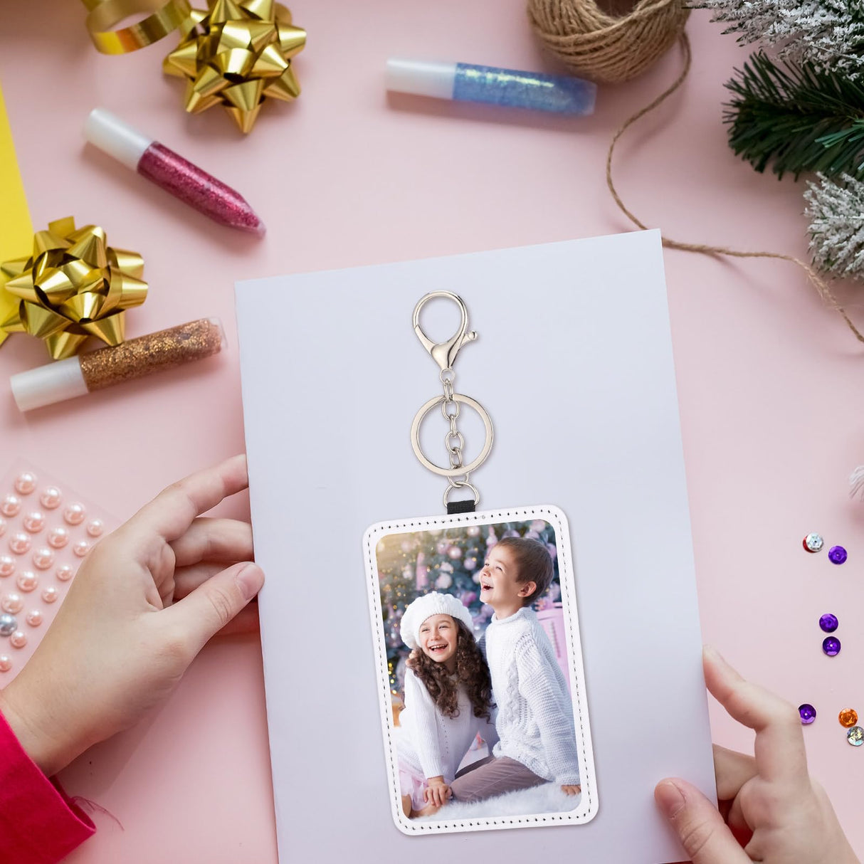 Eersida 12 Pcs Sublimation Work Card Holder Rectangle Portable Transportation Card Holder Leather Sublimation Badge Holders Printable Blank Card Carrier Case for Men Women Business Passport ID Card Eersida