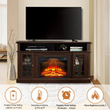 Electric Fireplace TV Stand,Contemporary TV Media Stand,Modern Entertainment Console with 23" Fireplace Inset, TV Media Stand with Storage Space, Media Console for Living Room Bedroom,Espresso Firscook