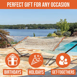 Castaway Living 13 ft. Double Traditional Hand Woven Cotton Rope Hammock with Free Extension Chains & Tree Hooks, Designed in The USA, Accommodates Two People with a Weight Capacity of 450 lbs. Castaway Hammocks