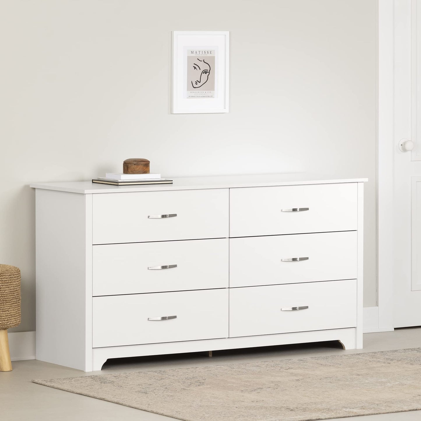 South Shore Fusion 6-Drawer Double Dresser Pure White, Contemporary - WoodArtSupply