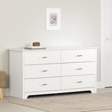 South Shore Fusion 6-Drawer Double Dresser Pure White, Contemporary South Shore
