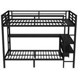 Bellemave Twin Over Full XL bunk Bed, bunk Bed with Desk, loft Bed with Desk and Shelves, Twin Over Full Metal Bunk Bed, Bunk/Loft Bed with LED and USB, Black Bellemave
