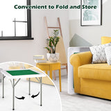 GYMAX Mahjong Table, Folding Square 4 Player Card Table with Cup Holders & Chip Trays, Portable Board Game Domino Table for Mahjong, Poker Blackjack GYMAX