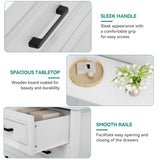 YITAHOME 7 Drawer Dresser with Built-in Power Outlet, Wood Dresser TV Stand with Large Drawers and Bar Handles, White Chest of Drawers for Living Room, Entryway YITAHOME