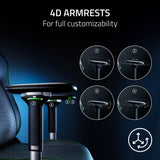 Razer Iskur V2 Gaming Chair: Adaptive Lumbar Support - Adjustable Lumbar Curve - High Density Foam Cushions - Reactive Seat Tilt &152-degree Recline - 4D Armrests - Synthetic Leather - Black Razer