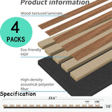 TRAIN2 ART 4 Pcs Wood Slat Acoustic Panels, 3D Fluted Wood Panel Sound Absorbing Panel for Wall and Ceiling, Decorative Sound Proof Panels Easy Installation (Walnut, 4pcs - 23.6 X 23.6 in) TRAIN2 ART