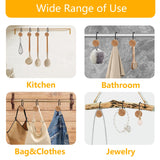 Shower Curtain Hooks, Wood Decorative Shower Curtain Rings, Modern Round Log Shower Curtain Hangers, 12PCS Shower Hooks for Shower Curtain Rod, Bedroom, Living Room (Black) JTDTH