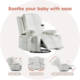 MAMAZING Oversized Rocking Chair Nursery with Adjustable Armrests, Electric Glider Recliner Nursing Chair for Breastfeeding, Power Swivel Recliner Chairs, Oeko-TEX & FSC Certified (Off White) MAMAZING