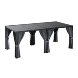 SUNBURY 10'X 20' Louvered Pergola, Aluminum Outdoor Pergola with 4 Adjustable Roof, All-Weather Use, Netting & Privacy Curtains, Waterproof Patio Shade Cover for Patio, Backyard, Lawn, Garden, Black SUNBURY