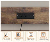 METYERRY Adjustable 4-Tier Heavy Duty Kitchen Baker's Rack with Power Outlet, with Industrial Wheels, Free Standing Microwave Oven Cart Stand for Storage in Living Room, Garage, Rustic Brown METYERRY