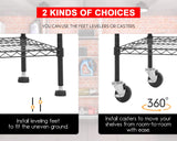 FDW 48" L×18" W×76" H Wire Shelving Unit Metal Shelf with 6 Tier Casters Adjustable Layer Rack Strong Steel for Restaurant Garage Pantry Kitchen Garage,Black FDW