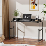 nawoefii Overbed Table, Over Bed Table with Wheels Adjustable Height, Bed Laptop Desk, King Queen Size Over The Bed Table with Wheels, Metal Leg, for Home Office Bedroom Hospital Black Baffle-120x40 nawoefii