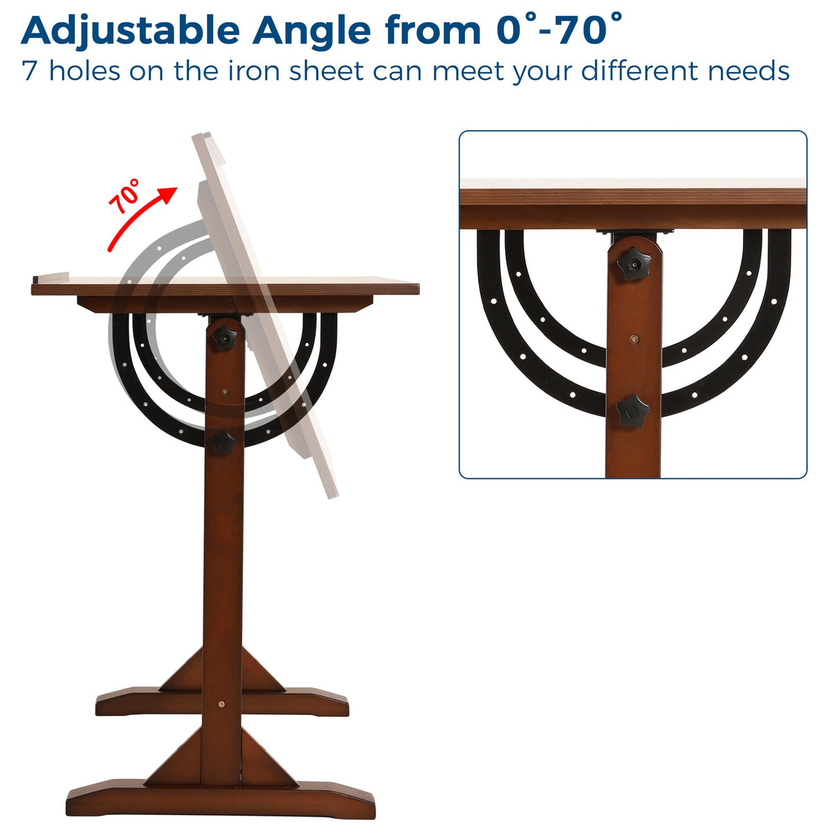 VISWIN 30" x 42" Extra-Large Artist Drafting Table, Adjustable Height & Angle, Solid Pine Wood Drawing Table, Art Table for Adults, Tilts Flat, Craft Table for Painting, Writing, Reading VISWIN