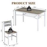 Hooseng Dining Table Set for 4, Wood Kitchen Table Chairs Set with Storage, Farmhouse 5 Piece Dining Room Table Set, Space-Saving Dinette Set for Breakfast Nook, Apartment Hooseng