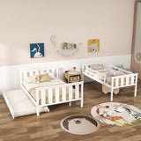 Giantex 3-in-1 Convertible Twin Over Full Bunk Bed with Trundle - Solid Wood, Reversible Ladder & Safety Guardrails - White Giantex
