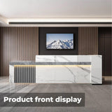Nuipesn Reception Desk, Front Desk Reception Counter with Shelf & Lockable Drawers,Reception Table with Private Panels for Office,Beauty Salon (Gray Grain + White/Right, 59" L*24" W*39" H) Nuipesn