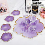 1PCS Large Resin Tray Mold and 5PCS Coaster Molds for Resin Casting Large Flower Silicone molds for Resin Tray Casting Flower Shape Epoxy Resin Casting Molds for DIY, Home Decoration AOEDEO