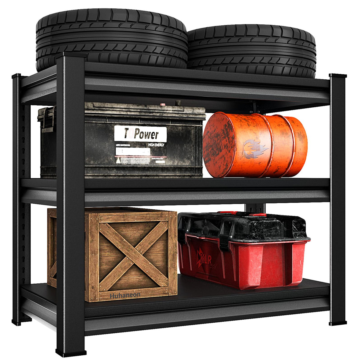 Huhaneon Garage Shelves Heavy Duty - 36''W 1,200Lbs Metal Adjustable Storage Shelving Rack Units for Warehouse Basement Pantry Kitchen 36" W x 16" D x 36" H 3 Tier Black Huhaneon