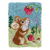 DOYLKE Latch Hook Kits for Adults DIY Crochet Yarn Rugs Hooking Craft Kit with Color Pre-Printed Pattern Embroidery Mat(20.5X14.9 Cute Little Mouse),Strawberry DOYLKE