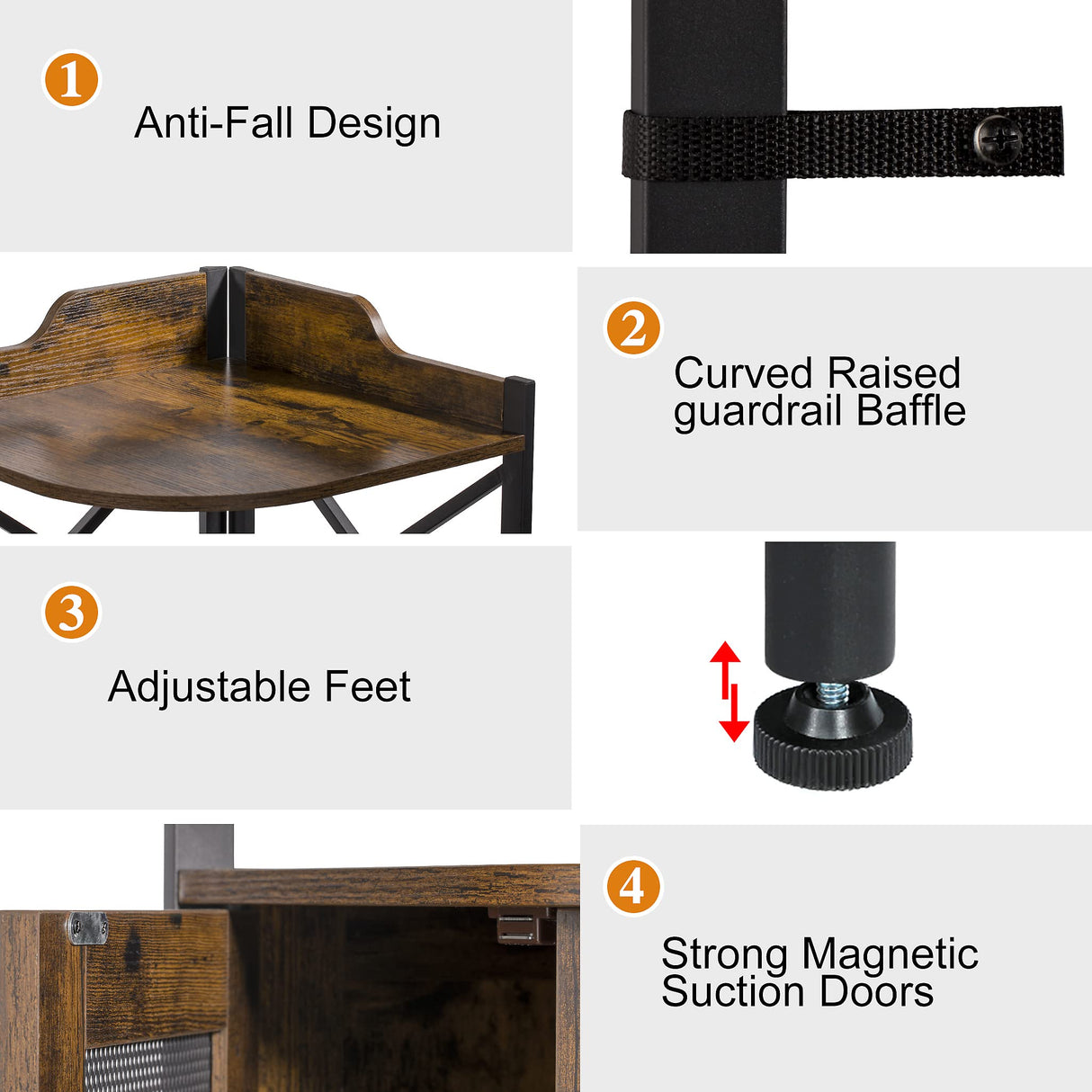 JKsmart Corner Bar Cabinet with LED Lights, 5-Tier Industrial Wine Bar Cabinet with Glass Holder, Farmhouse Liquor Cabinet with Adjustable Shelf, Home Bar for Coffee Bar Cabinet, Rustic Brown JKsmart