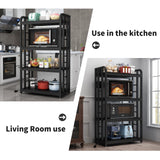 Bakers Rack with Power Outlet ，microwave stand 4-Tier Kitchen Baker's Rack, Free Standing Baker's Rack Kitchen Stands with Storage Suitable for Kitchen, Living Room, Dinning Room，Coffee Bar (Black) SIREDEEP