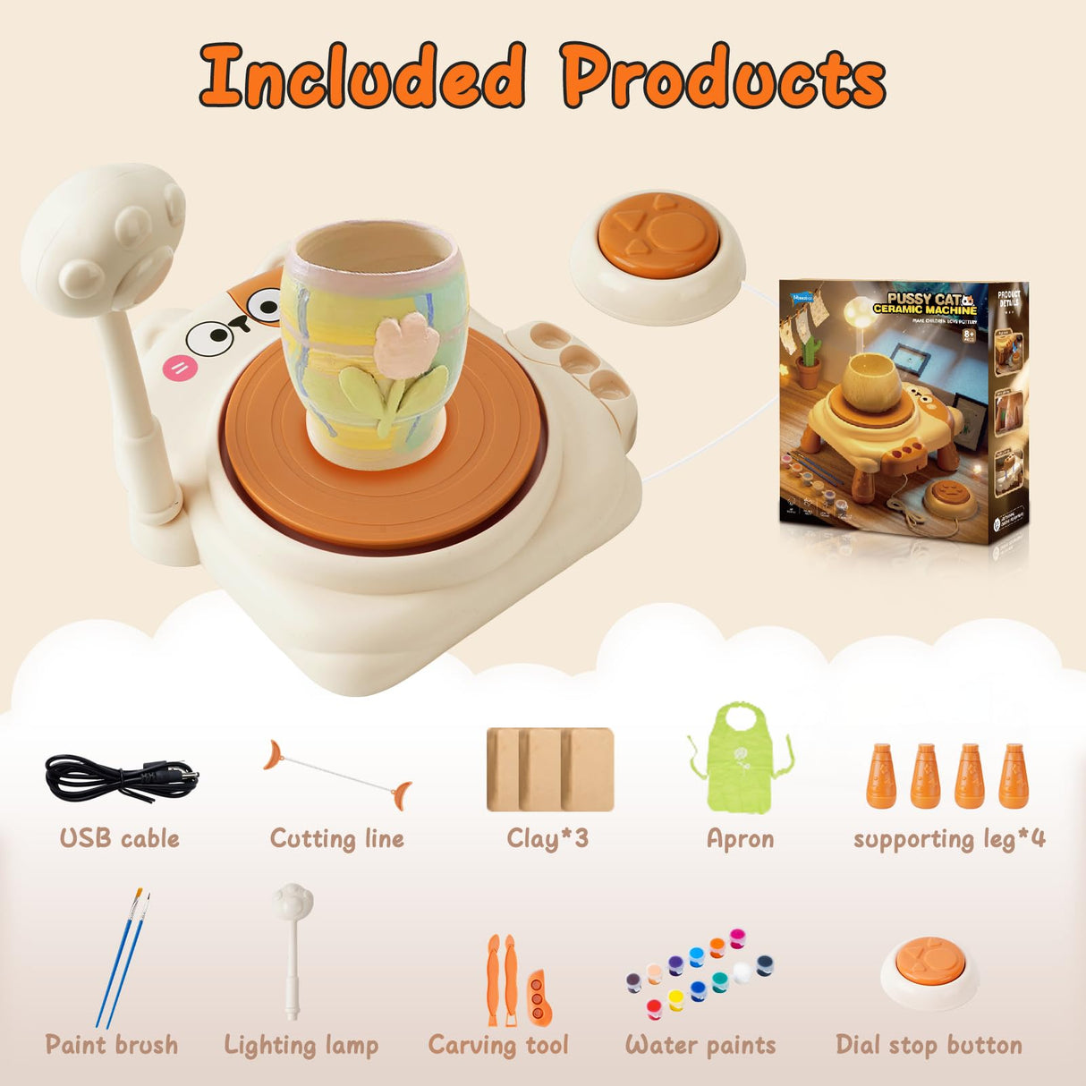 Pottery Wheel for Kids, Mini Pottery Studio with Art Supplies & Craft Kits, Complete Arts & Crafts Toys Set for Kids Ages 4-12+, Perfect Birthday Christmas Gift for Boys and Girls Instiwitt