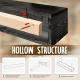 ABSWHLM 72x8x5 Fireplace Mantel - Handcrafted Hollow Rustic Solid Wood Wall Mounted Floating Shelf with Invisible Heavy Duty Wood Bracket (Weathered Black) ABSWHLM