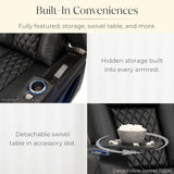 Seatcraft Virtuoso LT Zero-Gravity HeatZero Italian Leather Home Theater Seating, Heat & Massage, Power Headrest, Power Recline, Row of 5 Left Loveseat, Black Seatcraft