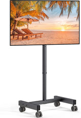 Perlegear Mobile TV Cart, Rolling TV Stand for 13-50 inch TVs with 30° Tilt Universal TV Cart for LED/LCD/OLED TV Height Adjustable Floor TV Stand Holds 44lbs Portable Monitor Stand Max VESA 200x200mm Perlegear