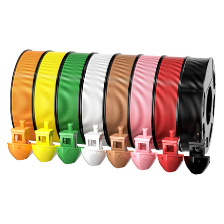 8-Color PLA Filament Bundle for 3D Printers (1.75mm, 250g/Spool, 272 FT Total) - White, Black, Red, Green, Yellow, Pink, Orange-Yellow, Brown | Beginner-Friendly, Low Warping, 2 kg ZOZOPLAY