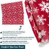 PAVILIA Premium Christmas Sherpa Throw Blanket | Red Snowflake Decoration, Fleece, Plush, Warm, Cozy Reversible Microfiber Holiday Blanket 50 x 60 PAVILIA