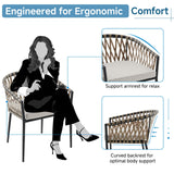 Thinlute Patio Dining Chairs Set of 4, Outdoor Rattan Wicker Chair with Armrest and Cushions, All-Weather Bistro Chairs with Curved Back for Garden, Backyard, Porch, Poolside, Deck, Gray Thinlute