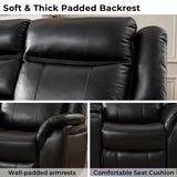 Power Recliner Sectional Sofa Couches with LED Lights for Living Room, Faux Leather Wall Hugger Reclining Corner Couch Sets with 2 Home Theater Seat, USB Charger, Cup Holder, Storage Console, Black Comfort Stretch