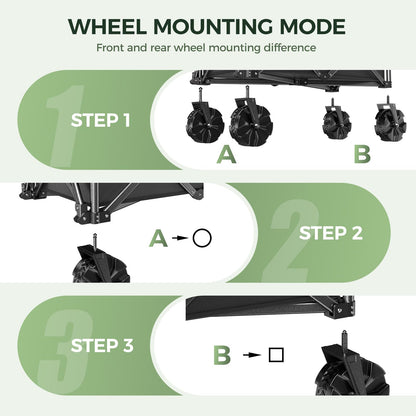 Collapsible Folding Wagon Cart Heavy Duty,Beach Wagon with Big Wheels,Utility Grocery Wagon with Side Pocket for Outdoor Garden Camping Shopping Sports