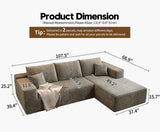 107.5" Cloud Modular Sectional Sofa Couch with L-Shape Chaise,Modern Minimalist Upholstered Couches for Living Room Bedroom,Deep Seat Corner Couch，No Assembly Required (Camel,Right Facing Chaise) Settab