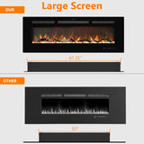 Kentsky 72 inches Electric Fireplace Inserts, Recessed and Wall Mounted Fireplace Heater, Large Screen w/Thermostat, Remote & Touch Screen, Multicolor Flame, Timer, Logs & Crystal, 750W/1500W Kentsky
