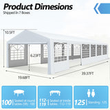 Outdoor Heavy Duty Party Tent Large Canopy Wedding Event Shelter Carport with Removable Sidewalls & 4 Sand Bags for Patio Outdoor Garden Events, White (20x40 FT) HOWSVN
