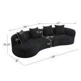 Christopher Knight Home Braebt 126" Sectional Sofa with 4 Throw Pillows, 5-Seater Large Modular Sofa Couches, Comfy Curved Upholstered Cloud Couch for Living Room, Study, No Assembly Required, Black Christopher Knight Home